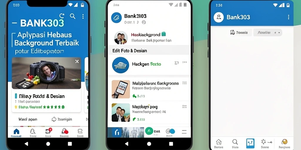 Tampilan antarmuka aplikasi BANK303 saat menghapus latar belakang.