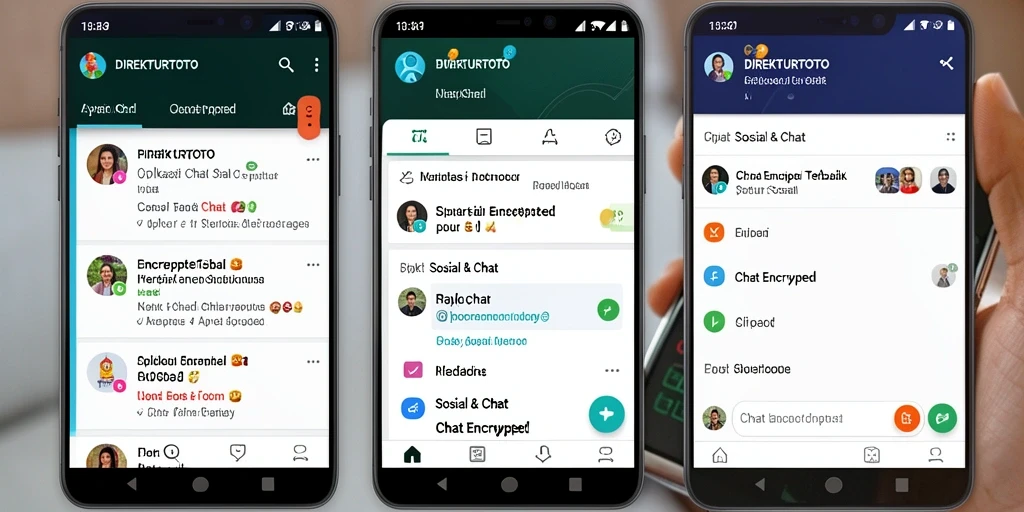 Antarmuka aplikasi DIREKTURTOTO menampilkan fitur Chat Encrypted yang aman.