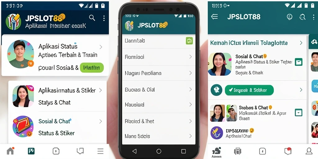 Tampilan antarmuka aplikasi JPSLOT88 dengan stiker menarik.