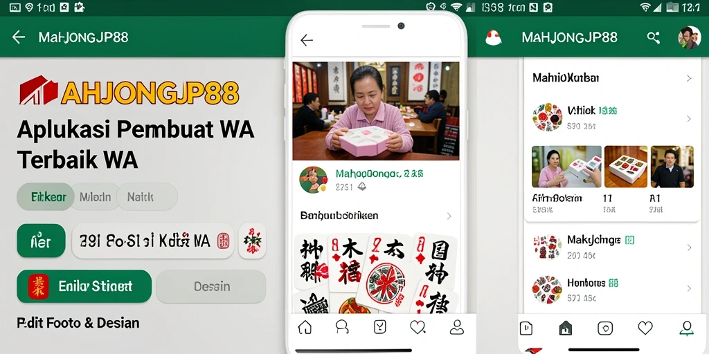 Tampilan antarmuka pengguna MAHJONGJP88 saat membuat stiker WA.