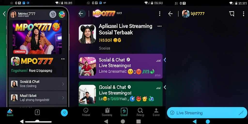 Antarmuka aplikasi MPO777 dengan fungsi Live Streaming yang intuitif.