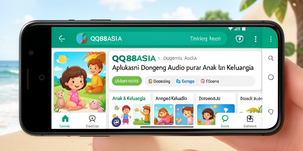 Antarmuka pengguna <strong>QQ88ASIA</strong> yang menarik dan ramah anak untuk mendengarkan dongeng.