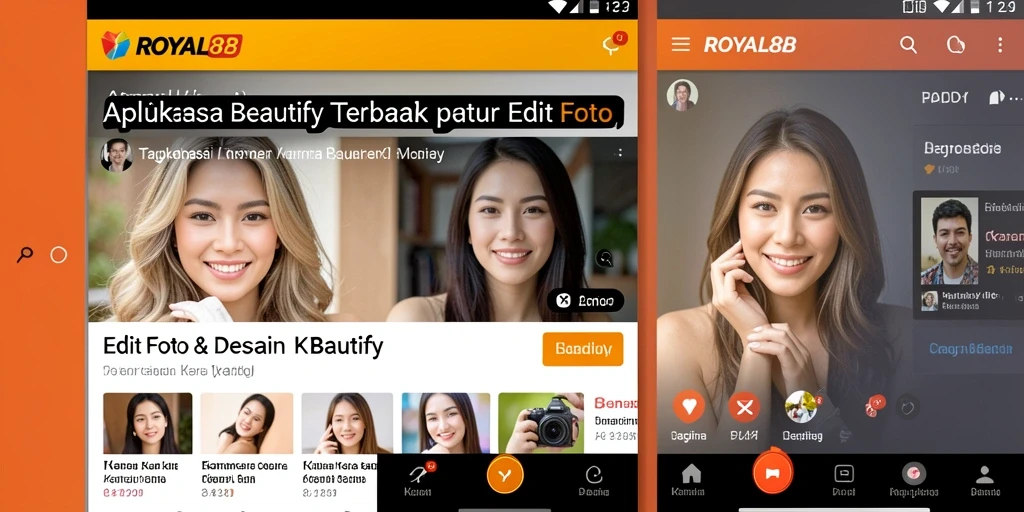 Antarmuka pengguna intuitif aplikasi Kamera Beautify ROYAL88.