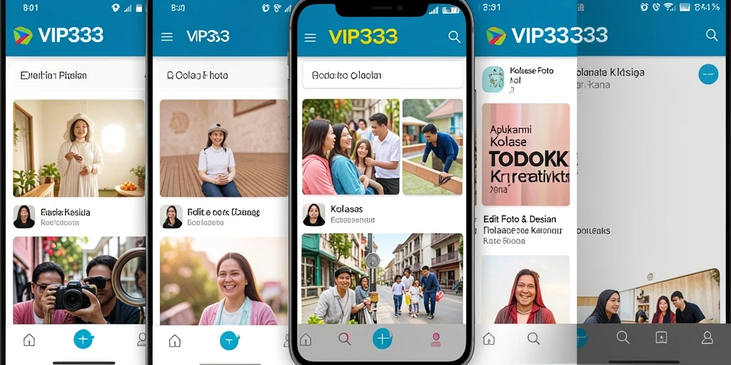 Tampilan antarmuka aplikasi VIP333 untuk membuat kolase foto yang menarik.
