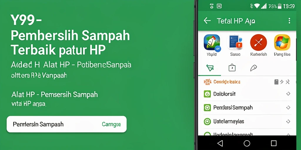 Antarmuka utama Y89 yang menunjukkan fungsi Pembersih Sampah.